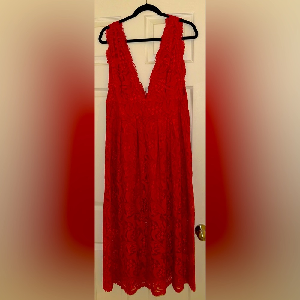 Red cocktail dress, lace